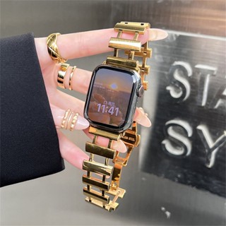 สายนาฬิกาข้อมือสเตนเลส สีทอง หรูหรา สําหรับ Smart Watch Band Series Ultra 2 S9 8 SE 7 6 5 4 3 1 iWatch 49 มม. 41 มม. 45 มม. 38/42 มม. 40/44 มม.