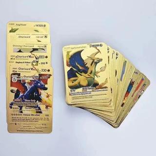 55ชิ้น การ์ดโปเกม่อน Pokemon Cards สีทอง สีเงิน สีดํา โปเกม่อน รุ่นภาษาอังกฤษ การ์ดฝึกเล่นปิกาจู