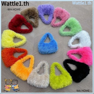 Wttle กระเป๋าถือ กระเป๋าสะพายไหล่ ผ้ากํามะหยี่ขนนิ่ม ขนเฟอร์เทียม แบบนิ่ม สีแคนดี้ แฟชั่นฤดูหนาว สําหรับสตรี Y2K