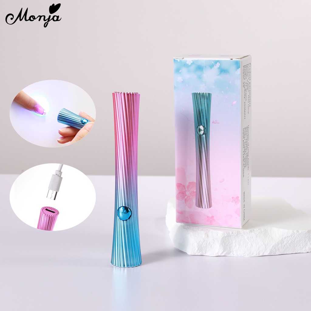 Monja เครื่องเป่าเล็บเจล UV LED 8 ดวง แบบพับได้ แห้งเร็ว ขนาดพกพา สีขาว สําหรับตกแต่งเล็บ