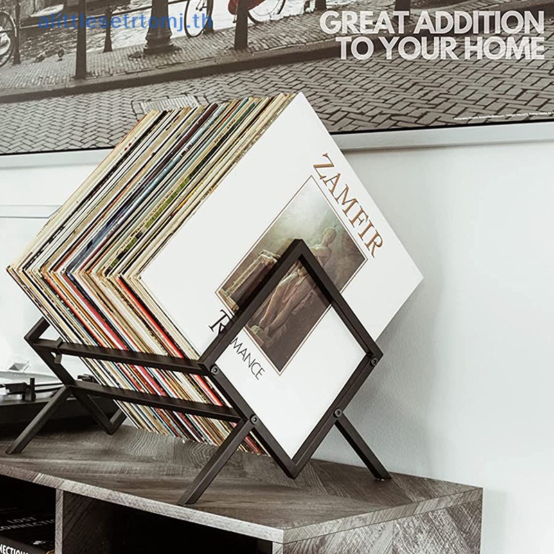 Alittlese Record Storage – ที่วางบันทึกสีดําด้าน 80 ถึง 100 LP ความจุ - ที่วางบันทึกชั้นเดียวโลหะ TH