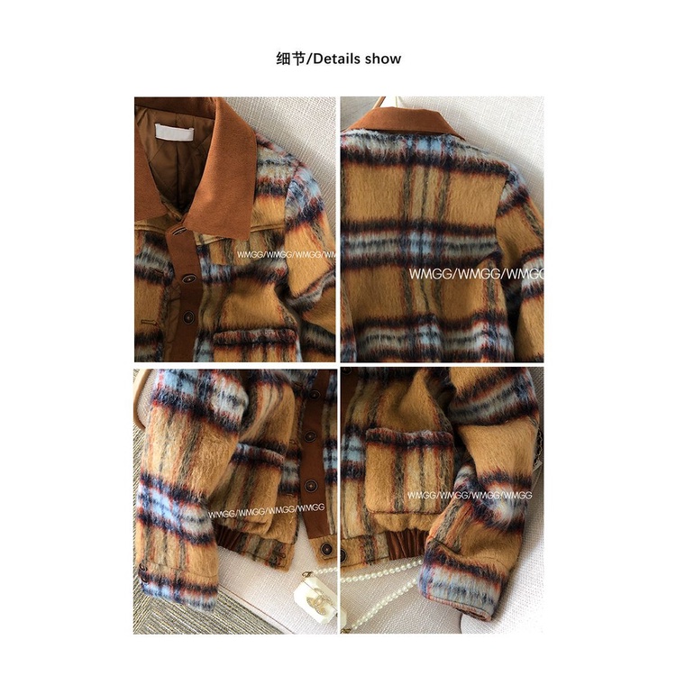 ทวีดแจ็คเก็ตผู้หญิงฤดูใบไม้ร่วงฤดูหนาวออกแบบ ซอก แจ็คเก็ตอ่อนโยนสไตล์ขี้เกียจลายสั้นหนาเบาะผ้านวมด้านบนฝรั่งเศส ผอมลง ดูหลวมอารมณ์ด้านบนสั้นแจ็คเก็ตด้า - รูปที่ 5