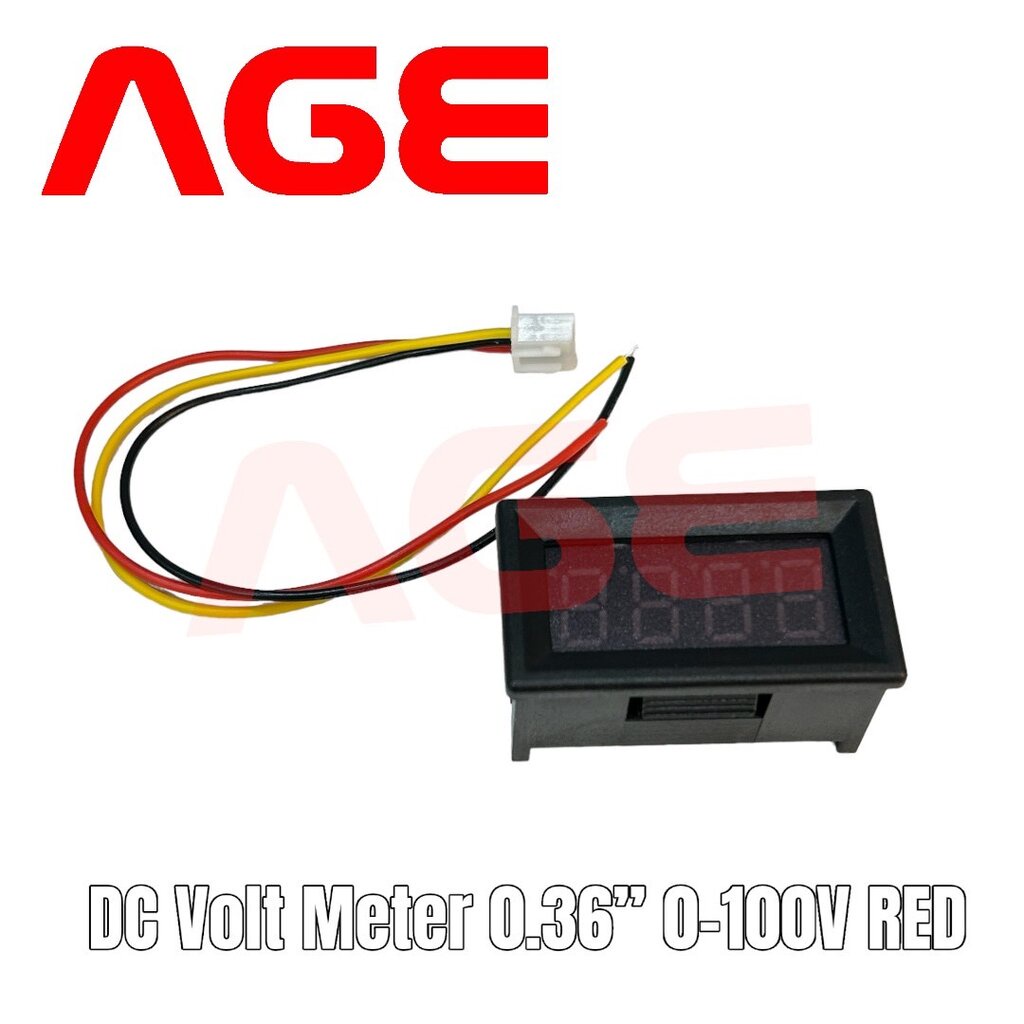 โวลต์มิเตอร์ 0-100V ขนาด 0.36 นิ้ว สีแดง DC volt meter 0.36" 0-100V