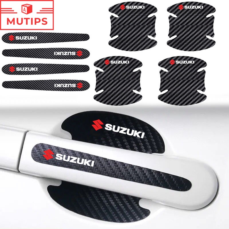 Suzuki รถยนต์ ชามประตู สติกเกอร์คาร์บอนไฟเบอร์ สติ๊กเกอร์กันรอยขีดข่วนสำหรับติดมือจับประตู Jimny Swift Ertiga Celerio XI7 Ciaz