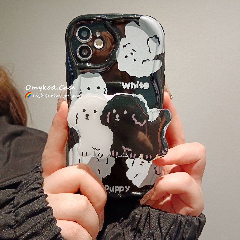 เคสโทรศัพท์มือถือแบบนิ่ม ลายการ์ตูนสุนัข พร้อมที่ตั้งวาง สําหรับ Samsung A14 A13 A12 A53 A52 A51 A04 A03S A22 A23 A24 A32 A33 A34 A50 A30 A50S A54