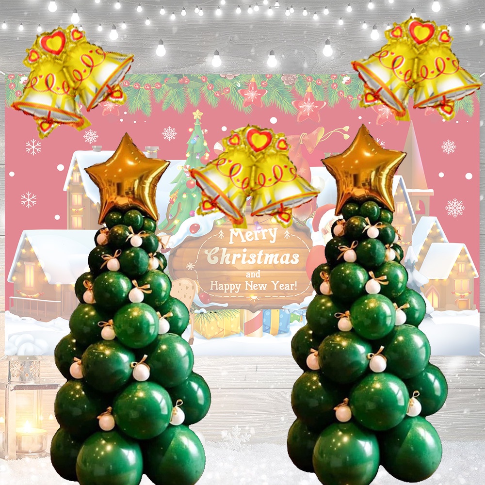 ชุดลูกโป่ง ลายต้นคริสต์มาส สีเขียวเข้ม สําหรับตกแต่งภายใน ปาร์ตี้ 78 ชิ้น