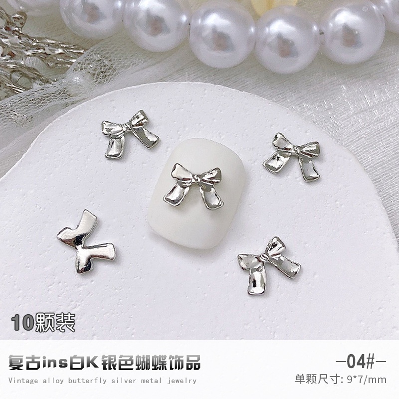 โบว์โลหะอัลลอย รูปปีกผีเสื้อ ขนาดใหญ่ หรูหรา สําหรับตกแต่งเล็บ 10 ชิ้น - รูปที่ 7