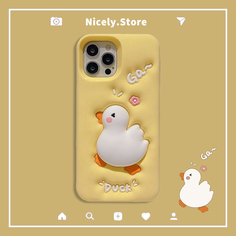 เคสโทรศัพท์มือถือ ซิลิโคน กันกระแทก ลายเป็ดน่ารัก 3d สําหรับ iPhone 15 14 13 12 Pro Max 11