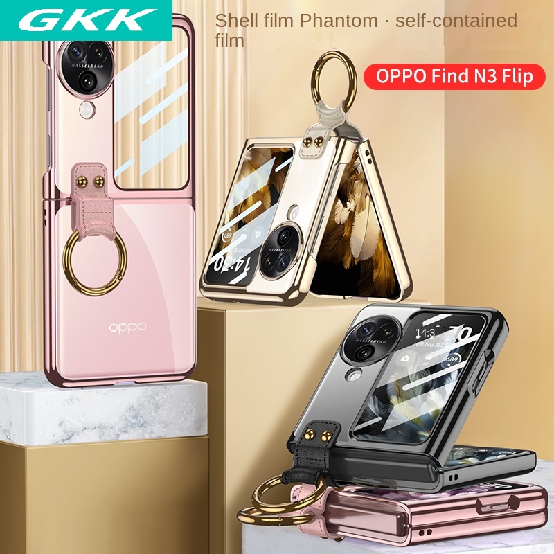 เคสโทรศัพท์มือถือ PC ใส ฝาพับแม่เหล็ก 360 องศา กันกระแทก สําหรับ OPPO Find N3 Flip N3Flip กรณีโทรศัพท์แหวนนิ้ว