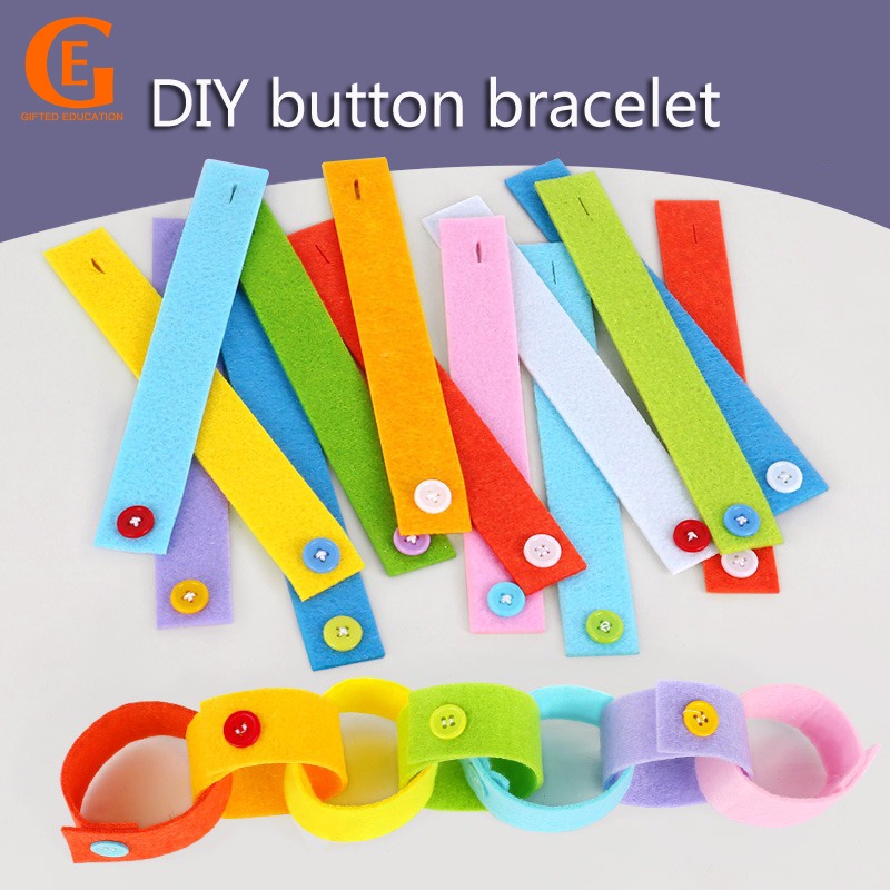 10 ชิ้น เด็ก DIY สักหลาด ปุ่มผ้า สร้อยข้อมือ Montessori วิจิตร มอเตอร์ ปุ่ม แต่งตัว การเรียนรู้ ของเล่นเพื่อการศึกษาในช่วงต้น