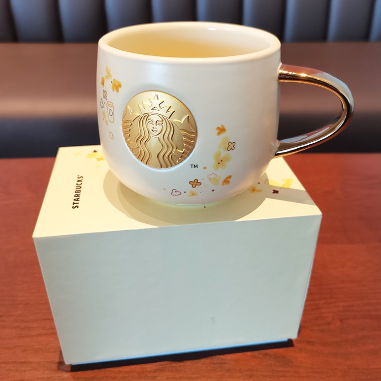 Starbucks Couples New Mid-Autumn Festival Cup 280ml Golden Osmanthus Falling Bronze Seal Ceramic Mug 12oz