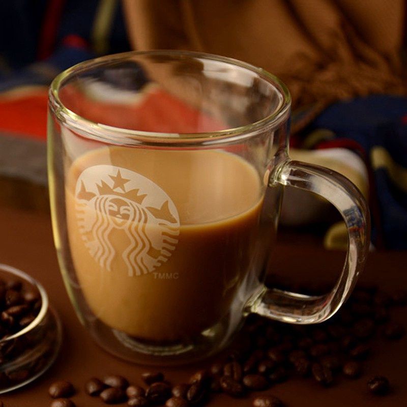Starbucks แก้วกาแฟ ลาเต้ แบบสองชั้น ทนความร้อน พร้อมฝาปิด มีหูจับ - รูปที่ 3