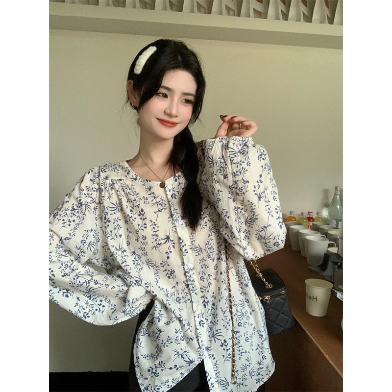 mimi&didi เสื้อเชิ้ตแขนยาวลายดอกไม้ผู้หญิง เสื้อแขนโคมไฟ น่ารัก สไตล์เกาหลี แฟชั่น#W280 - รูปที่ 3