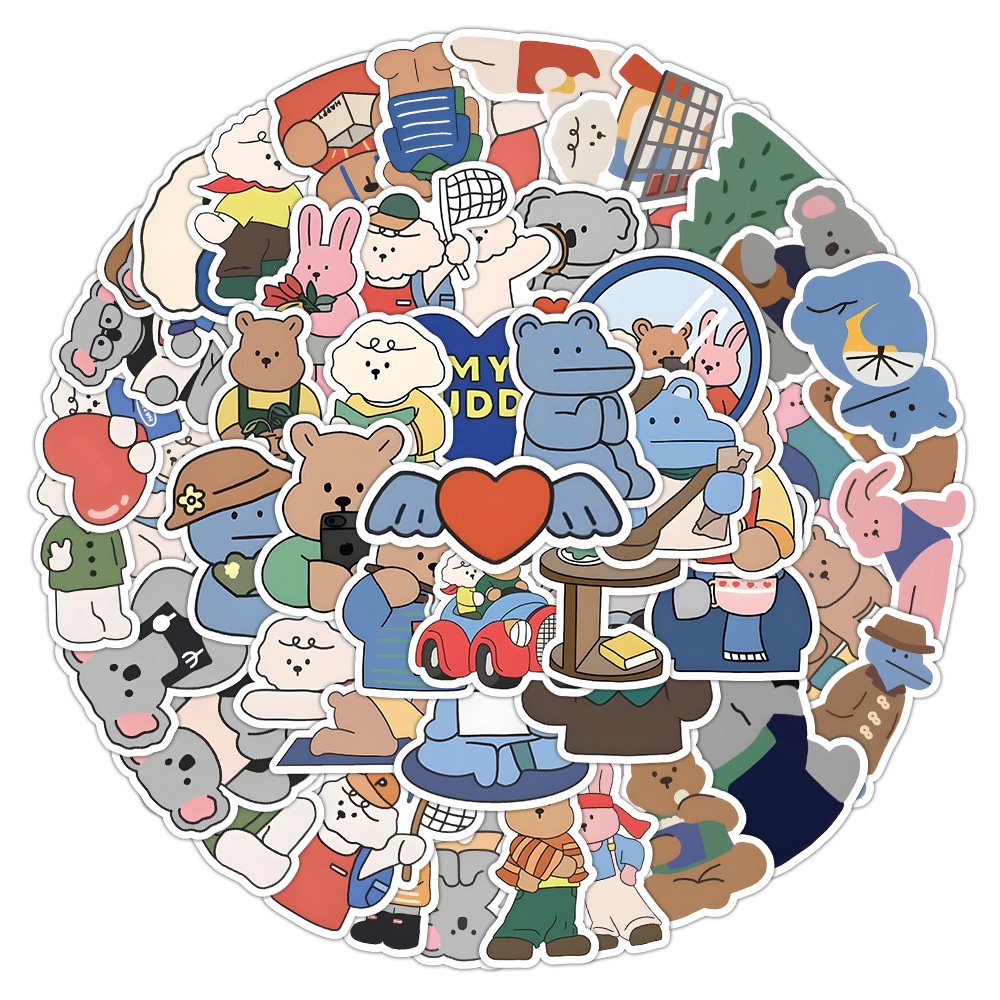 สติกเกอร์ ลายการ์ตูนกราฟฟิติ DK Bears สไตล์เกาหลี สําหรับติดตกแต่งหมวกกันน็อค จักรยาน 60 ชิ้น