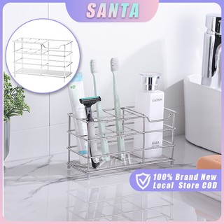 Multi-Functional 6 Slots Toothbrush Rack Stainless Steel Cool Style Simple Toothbrush Holder