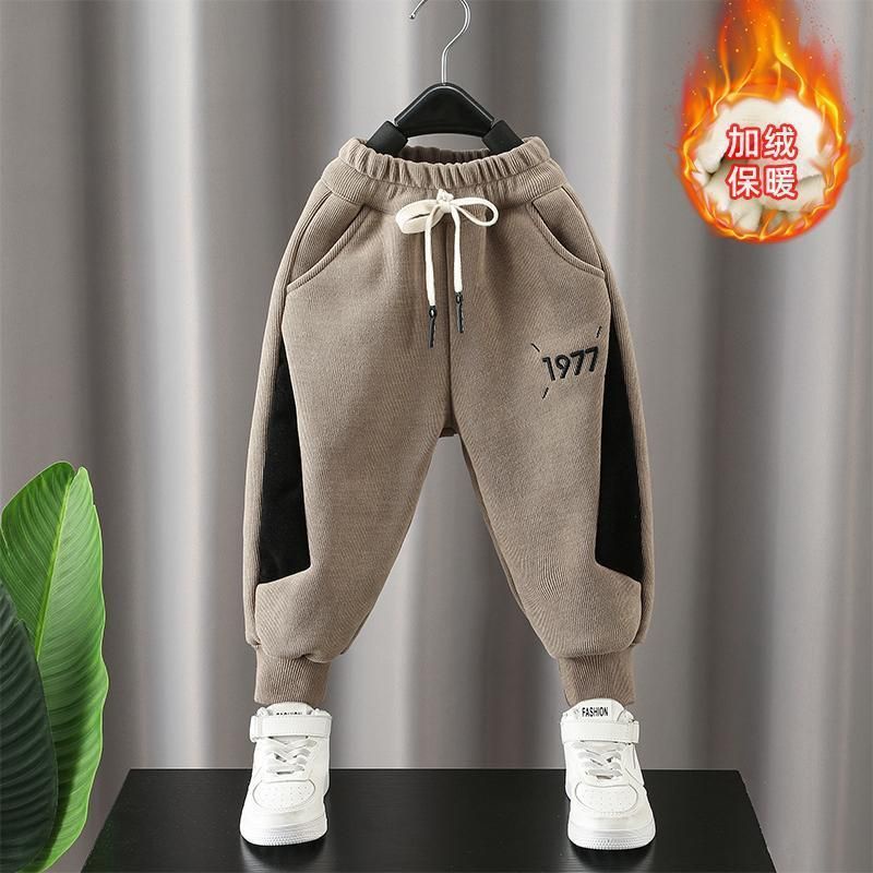 กางเกงวอร์มลําลอง ผ้าลูกฟูก ผ้ากํามะหยี่ แบบหนา แฟชั่นฤดูใบไม้ร่วง และฤดูหนาว สําหรับเด็กผู้ชาย - รูปที่ 4