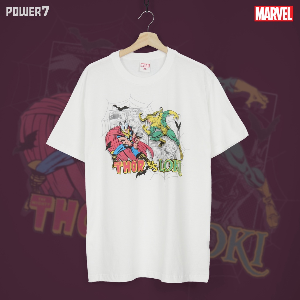 ดีมาก แขนสั้นพิมพ์ลาย Power 7 Shop เสื้อยืดการ์ตูน ลาย มาร์เวล THOR love and thunder ลิขสิทธ์แท้ MAR
