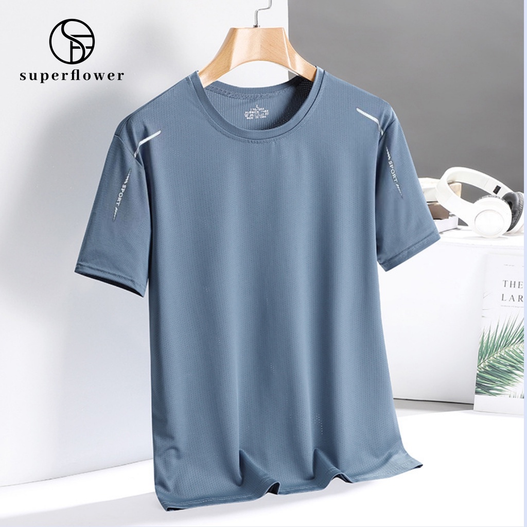 Superflower เสื้อยืด แขนสั้น ยืดหยุ่นสูง ระบายอากาศ แห้งเร็ว แฟชั่นสําหรับผู้ชาย
