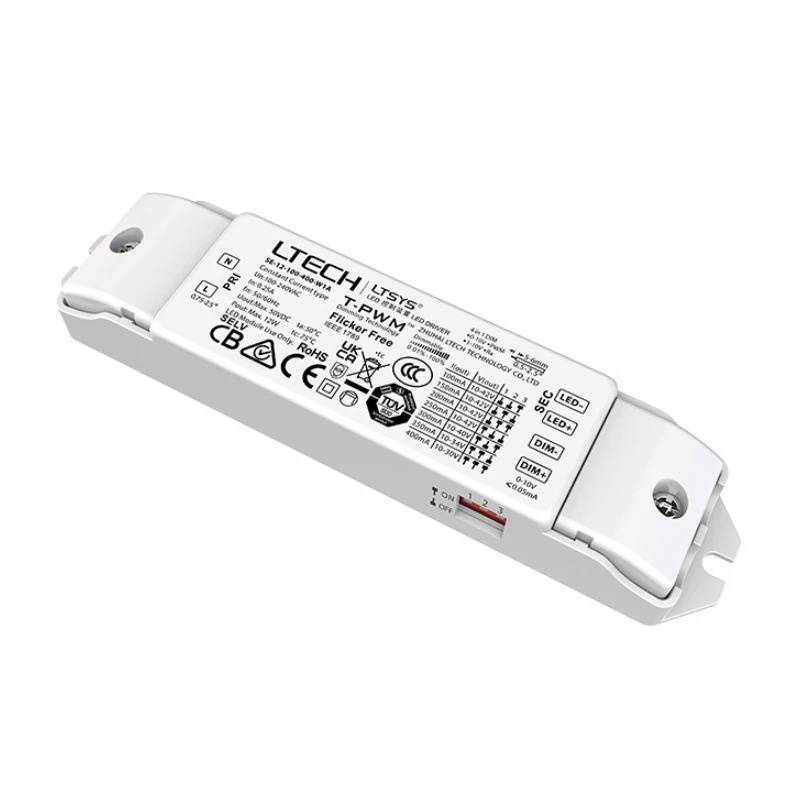 LTECH ใหม่ Led 0-10V Dimming Driver AC100V-240V อินพุต; 12W 100-400mA คงที่ CC เอาต์พุต PWM RX 1-10V