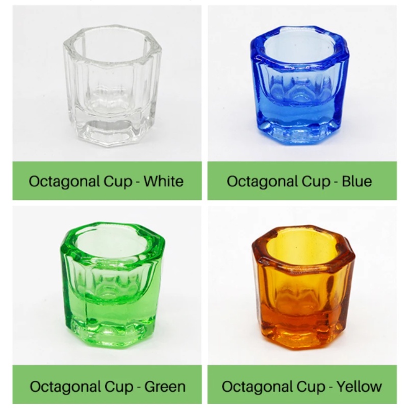 ชามผสมแก้ว ทรงแปดเหลี่ยม สําหรับใส่ผงไข่ ทําเล็บ