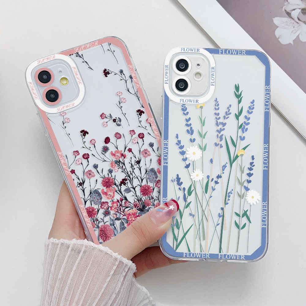 หุ้นไทย COD กล้องป้องกันฝาหลัง for iPhone 11 14 15 Pro Max XR 7 8 Plus 12 13 Pro Max XS Max 14 15 Pro เคสเพ้นท์ดอกไม้