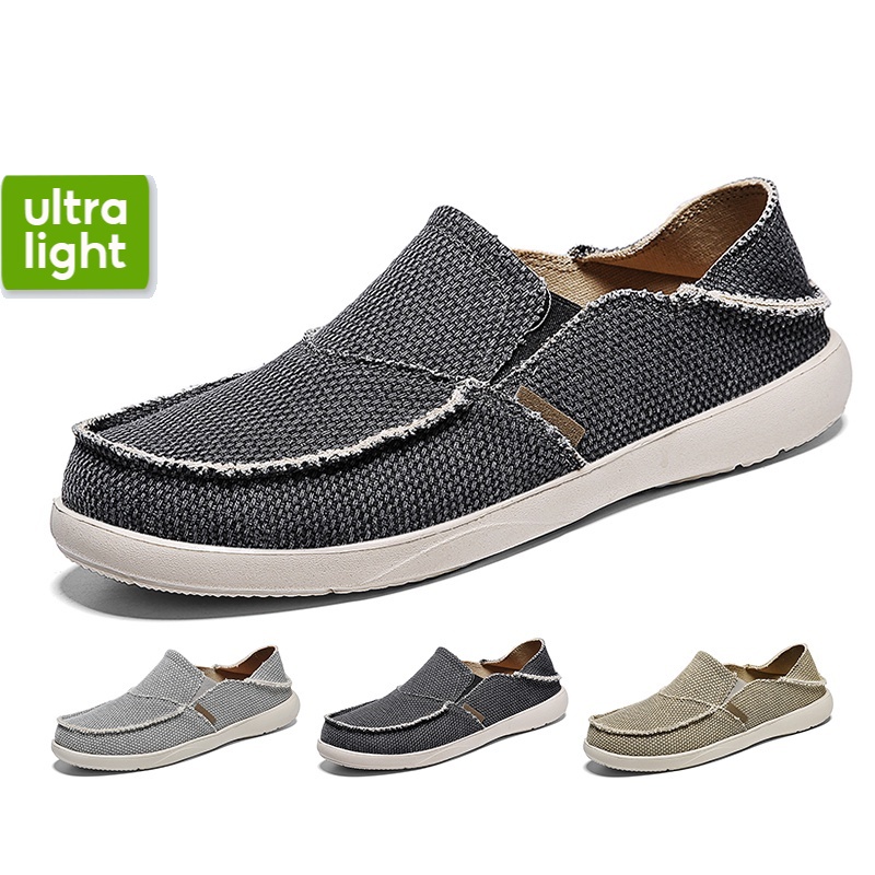 Hey Dude รองเท้าผ้าใบผ้าลินินผู้ชายรองเท้าไม่มีส้น super-light comfy รองเท้าแบบสวม size39-47