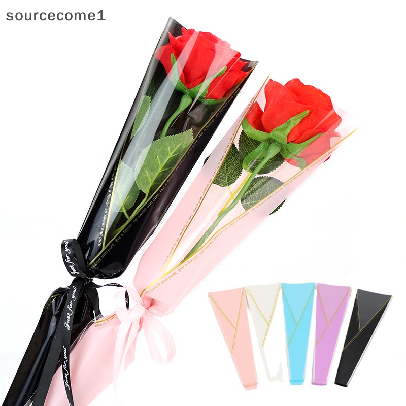 [sourcecome1] ถุงกระดาษแก้วใส่ช่อดอกกุหลาบ แบบใส สําหรับห่อช่อดอกไม้ 50 ชิ้น