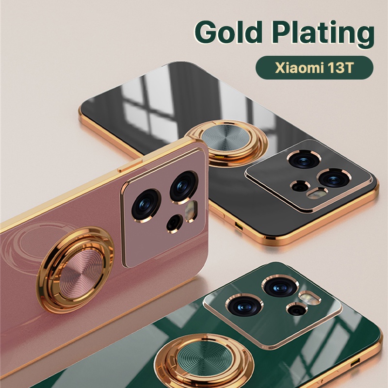 ชุบ เคส Xiaomi 13T Pro 14 Pro 12T Pro อ่อนนุ่ม กันกระแทก ที่วางแหวนแบบยืนกรณีแววขอบ 360 หมุนขาตั้งบางนุ่มฝาครอบป้องกัน เคส xiaomi 12t pro เคส xiaomi 13
