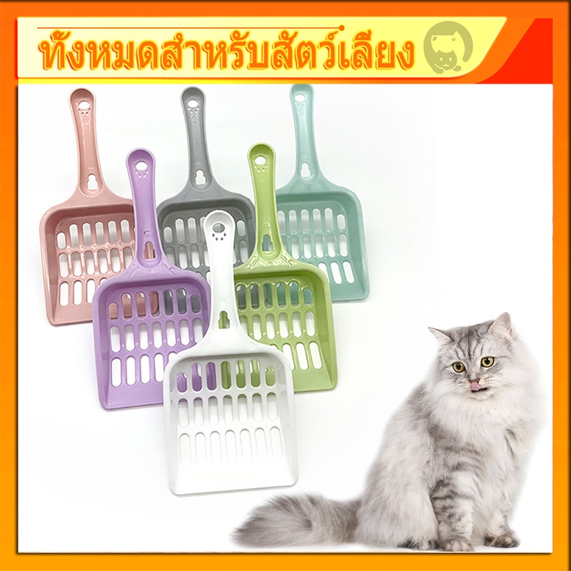 【ร้านไทย】 ช้อนตักทรายแมว ที่ตักทรายแมว ที่กรองทำความสะอาดทรายน้องแมว ขนาด 8.8×19.8×2.5x cm ป้องกันความชื้น เบา เก้าส