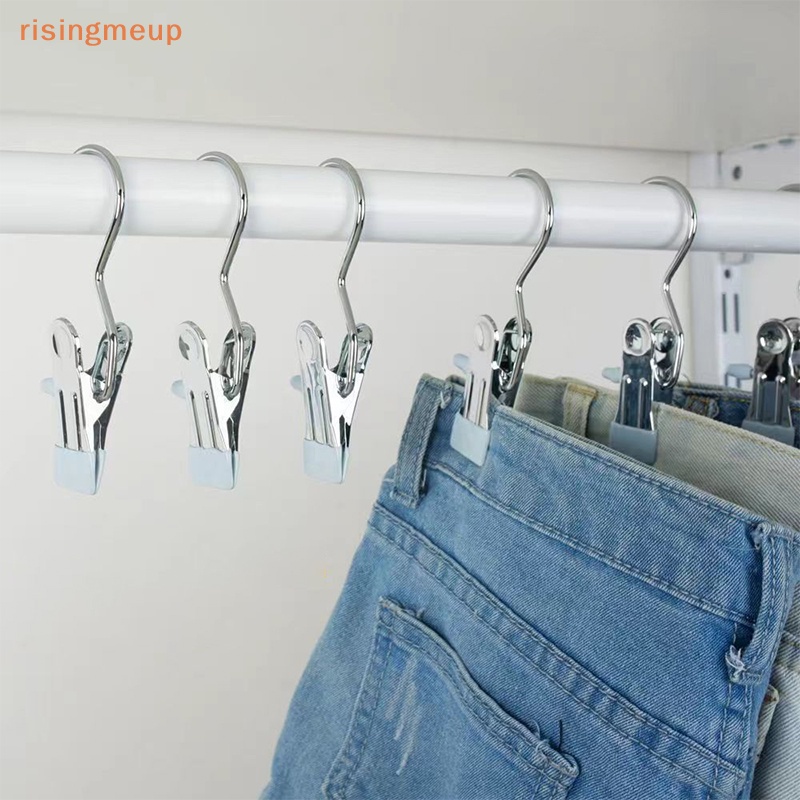[risingmeup] คลิปตะขอสเตนเลส อเนกประสงค์ สําหรับแขวนเสื้อผ้า ผ้าขนหนู 10 ชิ้น
