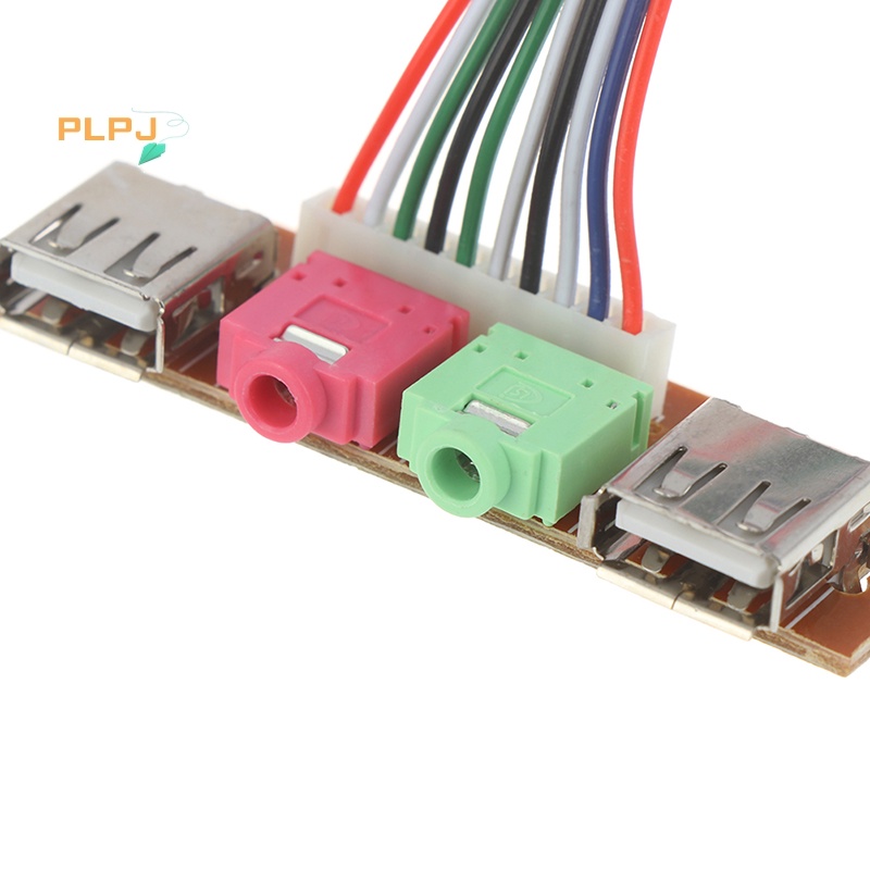 Plpj ใหม่ เคสคอมพิวเตอร์ USB 2 6.8 ซม. แผงด้านหน้า พอร์ตเสียง USB ไมค์ หูฟัง สายเคเบิ้ล
