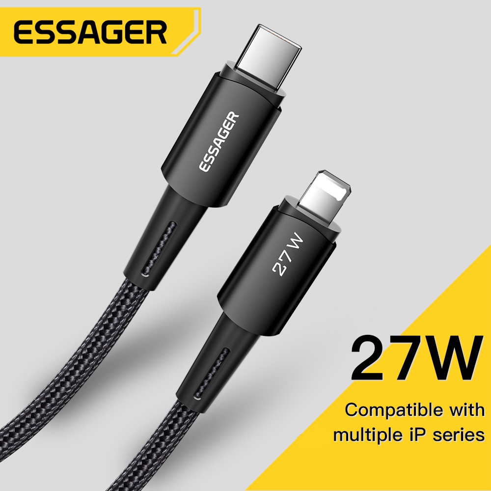Essager สายเคเบิลชาร์จเร็ว 27w PD USB c เป็น L Type c สําหรับ ios 7- IP14 Pro max 30w