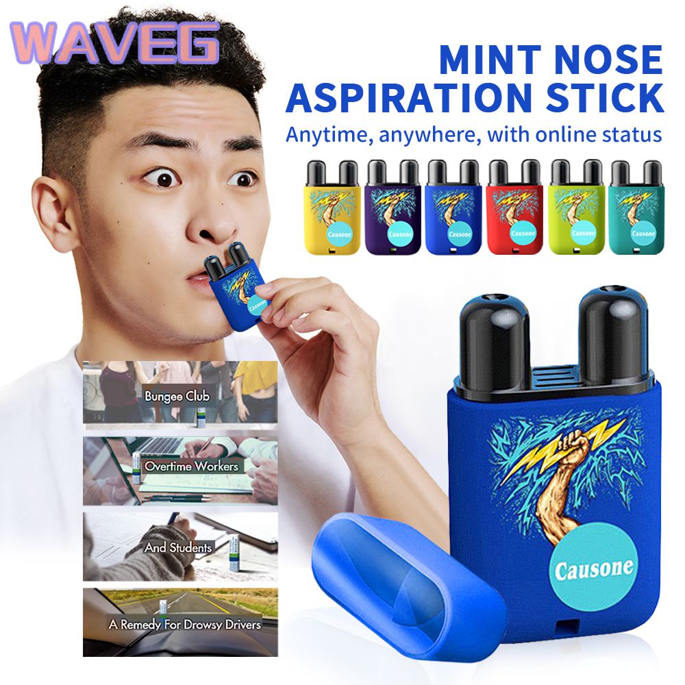 WAVE 6 รสชาติของ Energy Inhaler ทำความสะอาดตับกล่องสมุนไพรจมูก Refreshing Stick Double-Hole Energy Bar Wake-up STICK nasal Inhaler