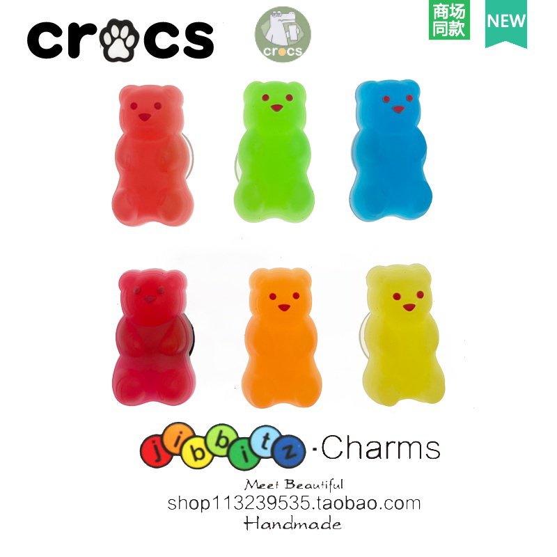 หัวเข็มขัด รูปหมีน่ารัก สีสันสดใส สําหรับตกแต่งรองเท้า Crocs Jibbitz DIY