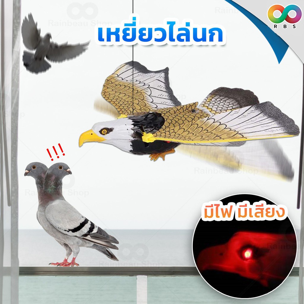 🦅 RAINBEAU 🦅 เหยี่ยวไล่นก ไล่นกพิราบ เหยี่ยวไล่นกมีเสียงขยับได้ มีเสียง ปีกขยับได้  มีไฟที่ตา  ใส่ถ่