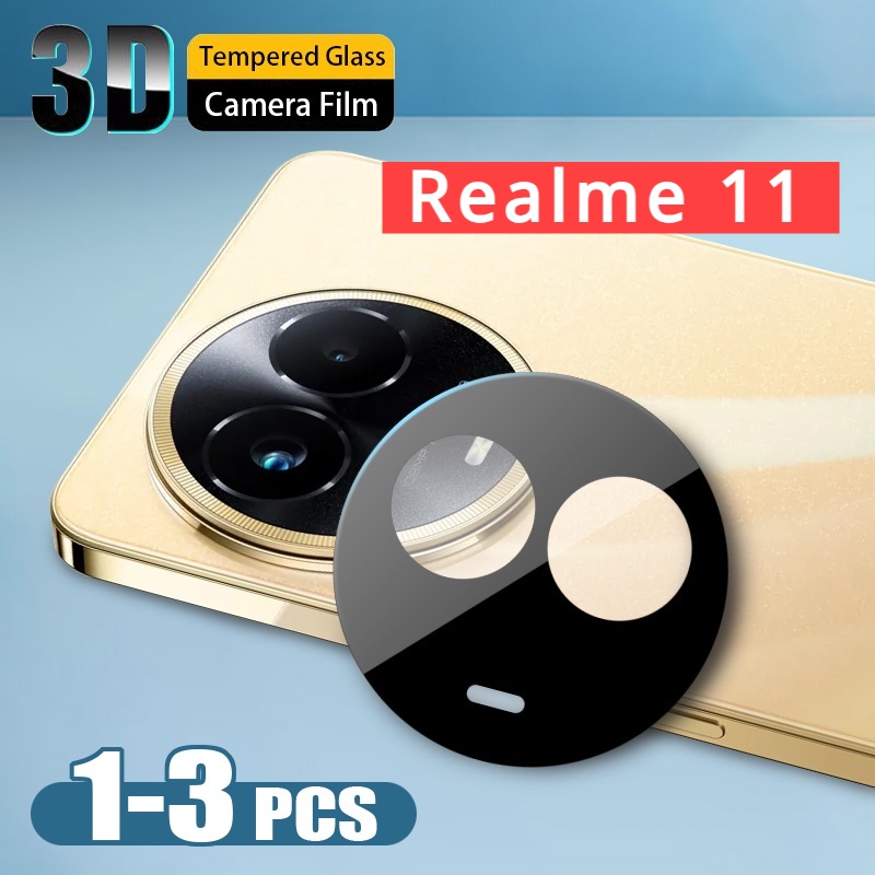 ฟิล์มกระจกนิรภัยกันรอยเลนส์กล้อง 9H ทรงโค้ง 3D สีดํา สําหรับ Realme 11 X 11X Pro ProPlus Pro+ 11Pro 5G 4G Realme11
