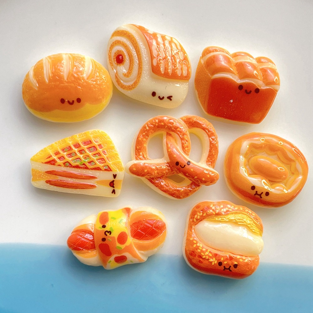 10 ชิ้น / แพ็ค อาหารจิ๋ว เล่นขนมปัง เรซิน ด้านหลังแบน สําหรับ DIY ครีม กาว กิ๊บติดผม วัสดุ เคสโทรศัพท์ ตกแต่ง