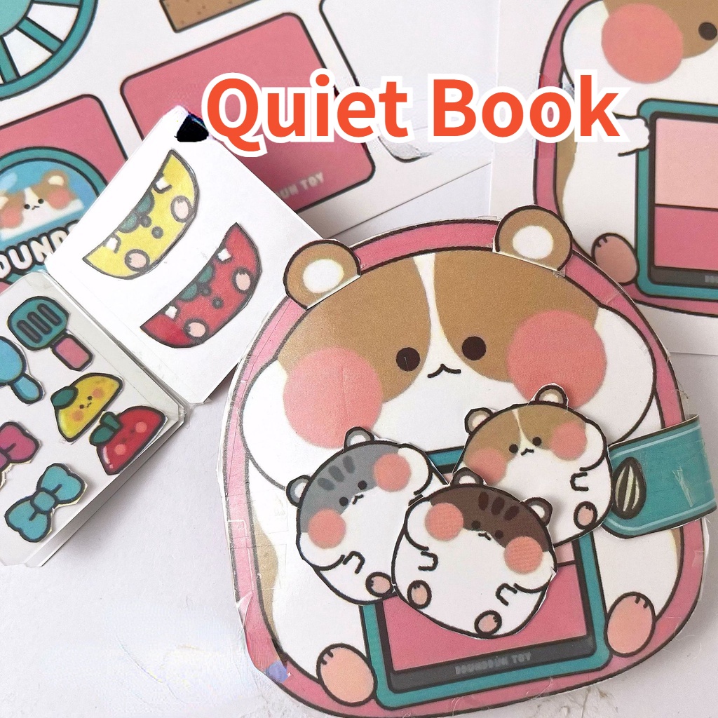 หนังสือสไลม์หนูแฮมสเตอร์น่ารัก เงียบสงบ ปราสาทคุโรมิ บ้านตุ๊กตา ขนาดเล็ก วาฟเฟิล ขนมปัง บ้านตุ๊กตา กระดาษ ช่อน แต่งตัว สติกเกอร์ สําหรับเด็ก ของเล่นเพื่อการศึกษา