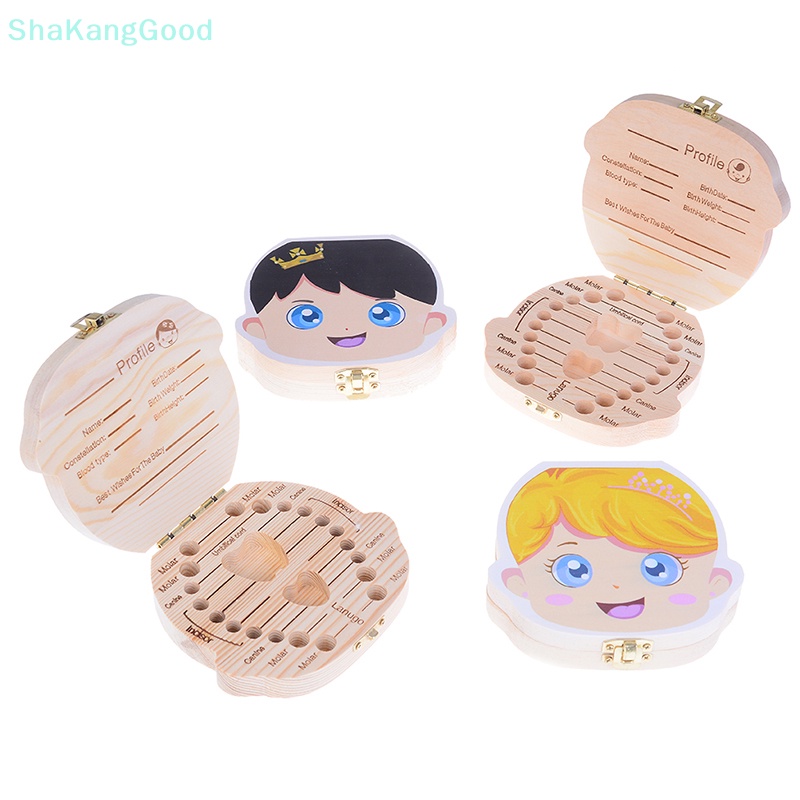 Skth กล่องเก็บฟันน้ํานมเด็กทารก เวอร์ชั่นไม้ ภาษาอังกฤษ / สเปน SKK