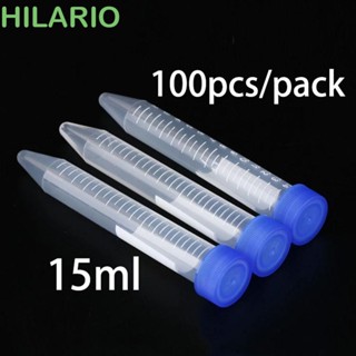 Hilario หลอดตัวอย่างพลาสติกใส สีฟ้า 15 มล.