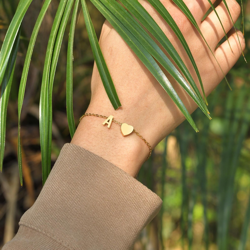 Vnox สร้อยข้อมือโซ่ ทอง 18K ลายตัวอักษร A-Z 26 ตัวอักษร แฮนด์เมด หรูหรา สําหรับผู้หญิง