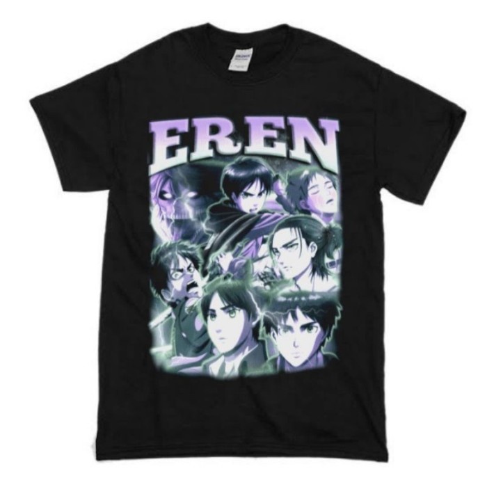 T-Shirt  OVERSIZE  Kaos Anime Attack On Titan - Eren Yeager  Kaos เสื้อยืดพิมพ์ลาย S-5XL