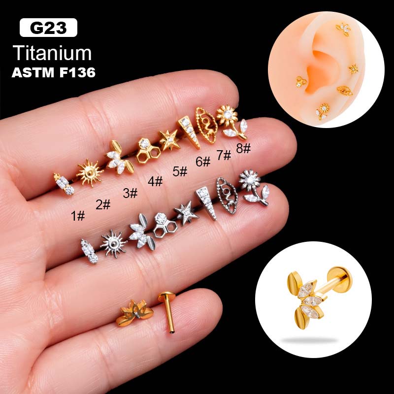 ต่างหูสตั๊ด ไทเทเนียม G23 16 เกจ 1 ชิ้น