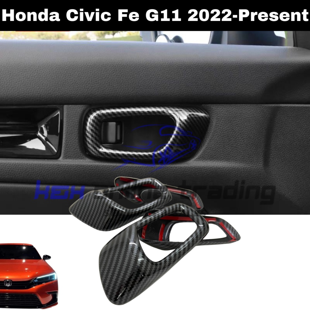 ฝาครอบมือจับประตูด้านใน คาร์บอน สําหรับ Honda Civic FE G11 2022-2024
