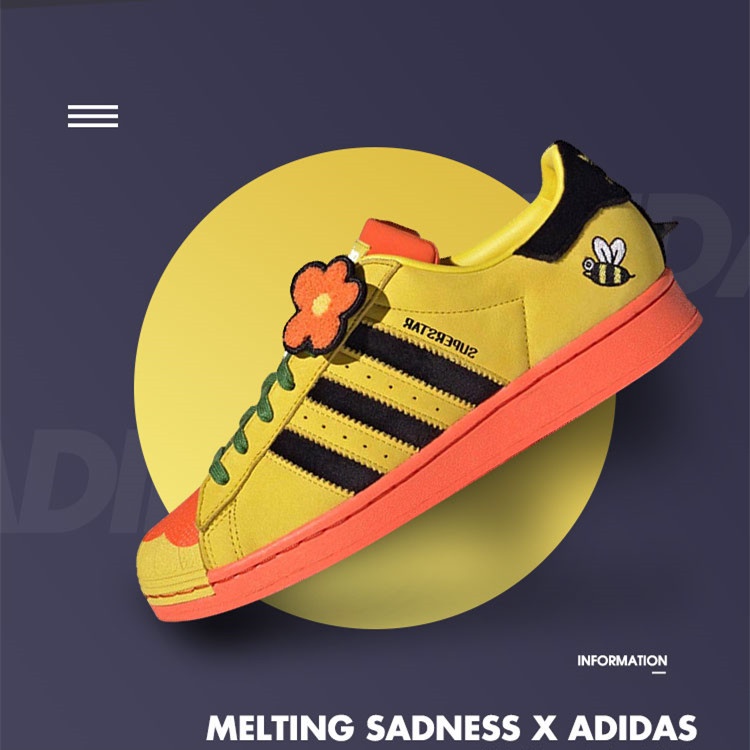 รองเท้าผ้าใบ Adidas Adidas X Melting Sadness รองเท้าผ้าใบต่ำของผู้หญิง 2020 รองเท้าผ้าใบแฟชั่น Bee