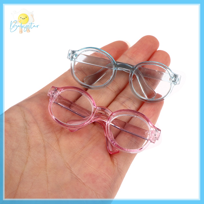 Itht> ใหม่ แว่นตาตุ๊กตา กรอบกลม เลนส์ใส ขนาด 6.5 9.5 ซม.