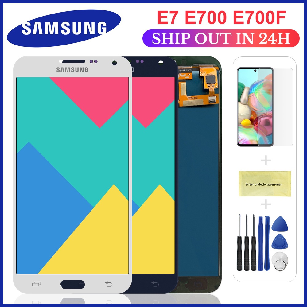 หน้าจอแสดงผลสัมผัสดิจิทัล LCD สําหรับ Samsung Galaxy E7 E7000 E7009 E700F E700H DD