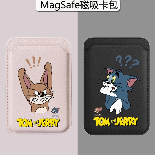 การ์ตูนแมวและเมาส์หนังแม่เหล็กกระเป๋าใส่บัตรสำหรับ iphone15promax แอปเปิ้ล14pro MagSafe สร้างสรรค์สำหรับผู้ชายและผู้หญิง