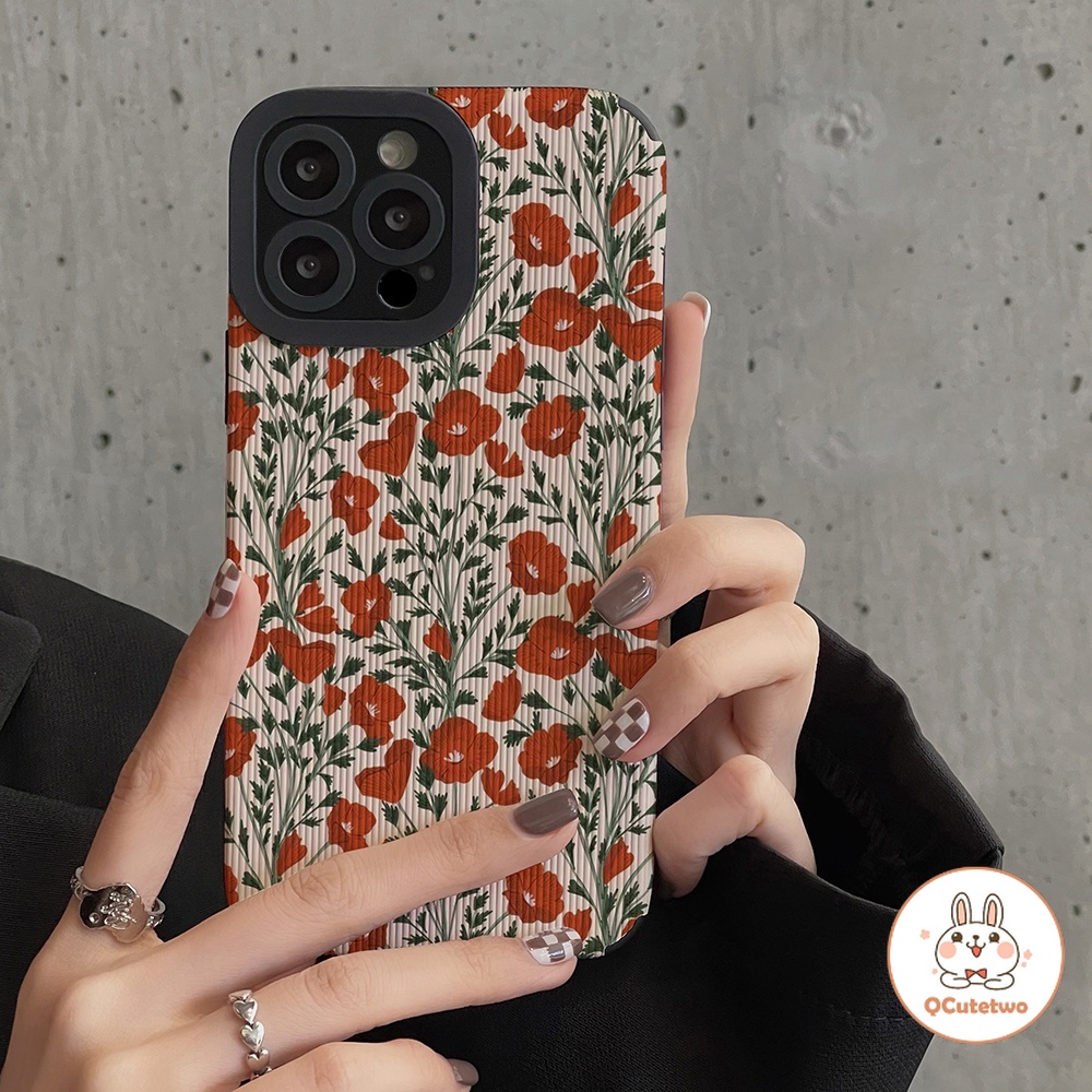 เคสโทรศัพท์มือถือหนัง ป้องกันเลนส์ ลายดอกไม้ สไตล์เรโทร สําหรับ Iphone 15 11 12 13 14 Pro MAX 7Plus 8Plus XR XS MAX