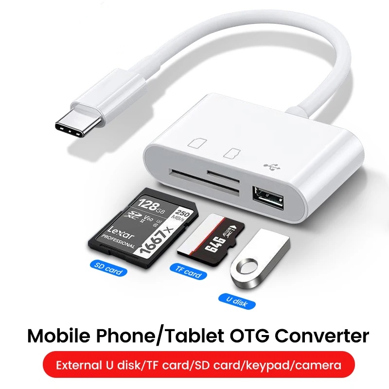 อะแดปเตอร์ Type-C TF CF SD เครื่องอ่านการ์ดหน่วยความจํา Writer แฟลชขนาดกะทัดรัด USB-C สําหรับ Huawei Macbook USB Type C อะแดปเตอร์